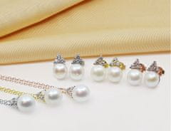 Brilio Silver Brezčasen pozlačen komplet nakita iz pristnih biserov SET228Y (uhani, ogrlica)