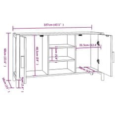 Greatstore Komoda 107x38x60 cm inženirski les