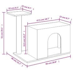 Vidaxl Mačje drevo s praskalniki iz sisala temno sivo 51 cm