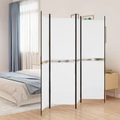 Vidaxl Paravan 4-delni bel 200x180 cm blago