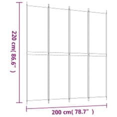 Vidaxl Paravan 4-delni 200x220 cm črno blago