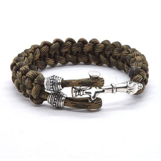 Cordell Luksuzna paracord zapestnica French Camo Wolf Cross Silver