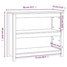 Vidaxl Knjižna omara bela 80x35x68 cm trdna borovina