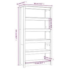 Vidaxl Knjižna omara medeno rjava 80x35x154 cm trdna borovina