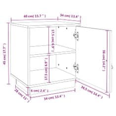 Vidaxl Nočna omarica 2 kosa 40x34x45 cm trdna borovina