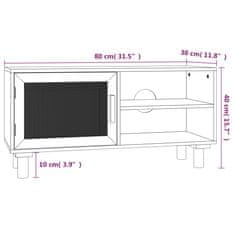 Vidaxl TV omarica črna 80x30x40 cm trdna borovina in naravni ratan