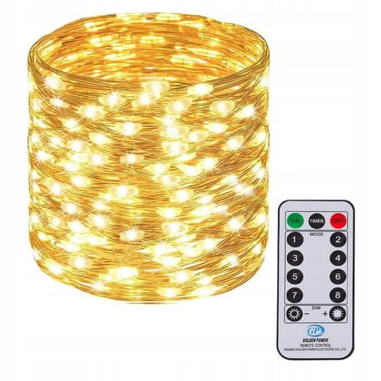 Springos Micro LED novoletne lučke na baterije z daljincem 100 LED 10m toplo bele