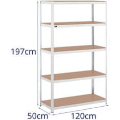 Noah Kovinski regal za shranjevanje 5 polic 750 kg 120 x 50 x 197 cm siva