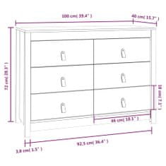 Vidaxl TV omarica medeno rjava 100x40x72 cm trdna borovina