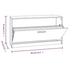 Vidaxl Klop za čevlje črna 80x24x45 cm inženirski les