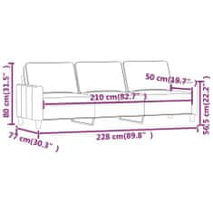 Vidaxl Trosed svetlo siv 210 cm blago