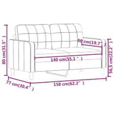 Vidaxl Dvosed kapučino barve 140 cm umetno usnje