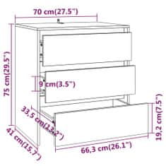 Greatstore 3-delna komoda siva sonoma iz inženirskega lesa