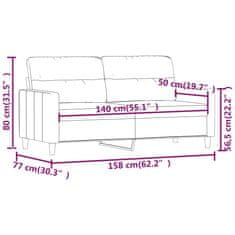 Vidaxl Dvosed temno siv 140 cm blago