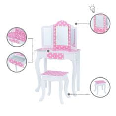 Teamson Fantazijska polja - modni potiski s pikami Gisele Play Vanity Set z LED lučjo v ogledalu - roza / bela
