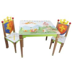 Teamson Fantazijska polja - Pohištvo za igrače - Komplet mize in 2 stolov za viteze in zmaje