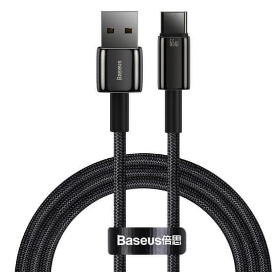 BASEUS Tungsten USB - kabel USB tipa C 66 W (11 V / 6 A) Quick Charge AFC FCP SCP 1 m črn (CATWJ-B01)