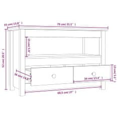 Vidaxl TV omarica siva 79x35x52 cm trdna borovina