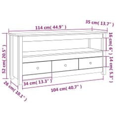 Vidaxl TV omarica črn 114x35x52 cm trdna borovina