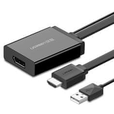 Ugreen enosmerni HDMI (moški) - Display Port (ženski) + USB (za napajanje) video adapter 0,5 m črn (MM107)