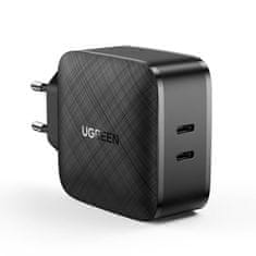 Ugreen Polnilec 2x USB-C 66W Power Delivery 3.0 Quick Charge 4.0 - črn
