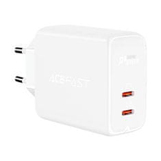 AceFast A9 omrežni polnilnik, PD 40W, 2x USB-C (bel)