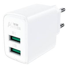 AceFast A33 omrežni polnilnik, 2x USB, 18W, QC3.0 (bela)