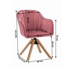 KONDELA Vrtljivi stol, Žametna tkanina, stara roza / bukev, DALIO