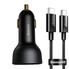 PRO Superme USB-C PPS QC PD hitri avtomobilski polnilec + 1m kabel črne barve