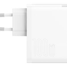 BASEUS GaN5 Pro USB-C USB hitri univerzalni polnilec 100W PD QC AFC bela