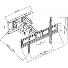 Blow Nosilec/roka za TV, 76-866, 81, 32\" - 65\", 180°, naklon -5°/+12°, črn
