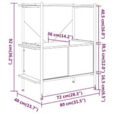 Vidaxl Regal z omarico 3-nadstropen 80x40x92 cm jeklo in inž. les