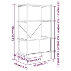 Vidaxl Regal z omarico 4-nadstropen 80x40x130 cm jeklo in inž. les