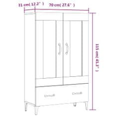 Vidaxl Visoka omarica siva sonoma 70x31x115 cm inženirski les