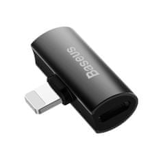 BASEUS L46 avdio adapter Lightning na 2x Lightning (črn)