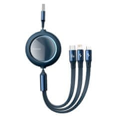 BASEUS Kabel USB 3w1 Baseus Bright Mirror, USB do micro USB / USB-C / Lightning, 66W, 1,2 m (niebieski)