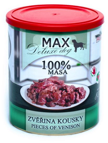 FALCO MAX Deluxe konzerve za odrasle pse, s koščki divjačine, 8x 800 g