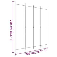 Vidaxl Paravan 4-delni rjav 200x220 cm blago