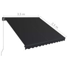 Vidaxl Ročno zložljiva tenda 350x250 cm antracitna