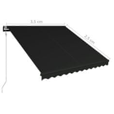 Vidaxl Zložljiva tenda s senzorjem za veter LED 350x250 cm antracitna