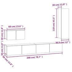 Vidaxl Komplet TV omaric 4-delni siva sonoma inženirski les
