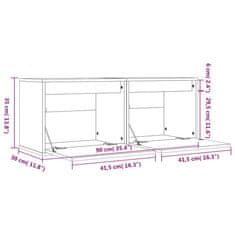 Vidaxl Stenska omarica 2 kosa 40x30x50 cm trdna borovina