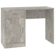 Vidaxl Pisalna miza s predalom in omarico betonsko siva 100x40x73 cm