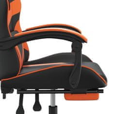 Vidaxl Vrtljiv gaming stol z oporo za noge črno in oranžno um. usnje