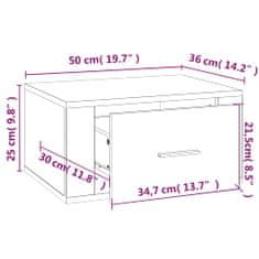 Vidaxl Stenska nočna omarica dimljen hrast 50x36x25 cm