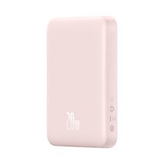 BASEUS Magnetna mini powerbank s hitrim polnjenjem 10000mAh 20W roza + kabel Type-C - Type-C 60W(20V/3A) 0,5m bela (PPCX030004)