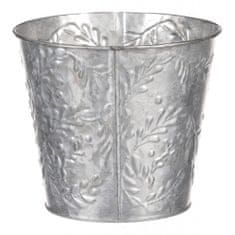 Autronic Kovinska embalaža za rože v srebrni barvi z dekor omela. AB2081
