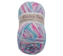 Bellatex Preja BABY SOFT večbarvna - 100 g / 360 m - bela, roza, svetlo modra