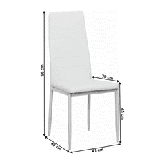 KONDELA stol, belo eko usnje/bela kovina, COLETA