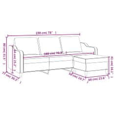 Vidaxl Trosed s stolčkom za noge rjav 180 cm blago